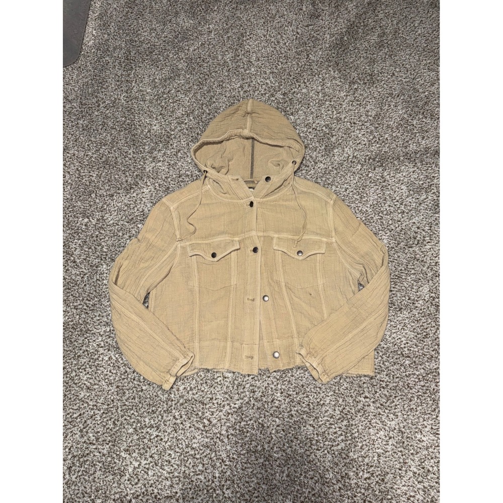 EVEREVE Laine Gauze Hooded Button-Front Shacket